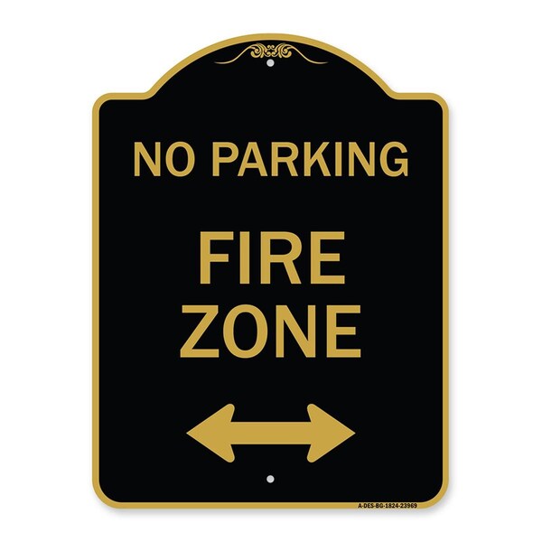 Amistad 18 x 24 in. Designer Series Sign - Fire Zone with Bidirectional Arrow, Black & Gold AM2020774 - main